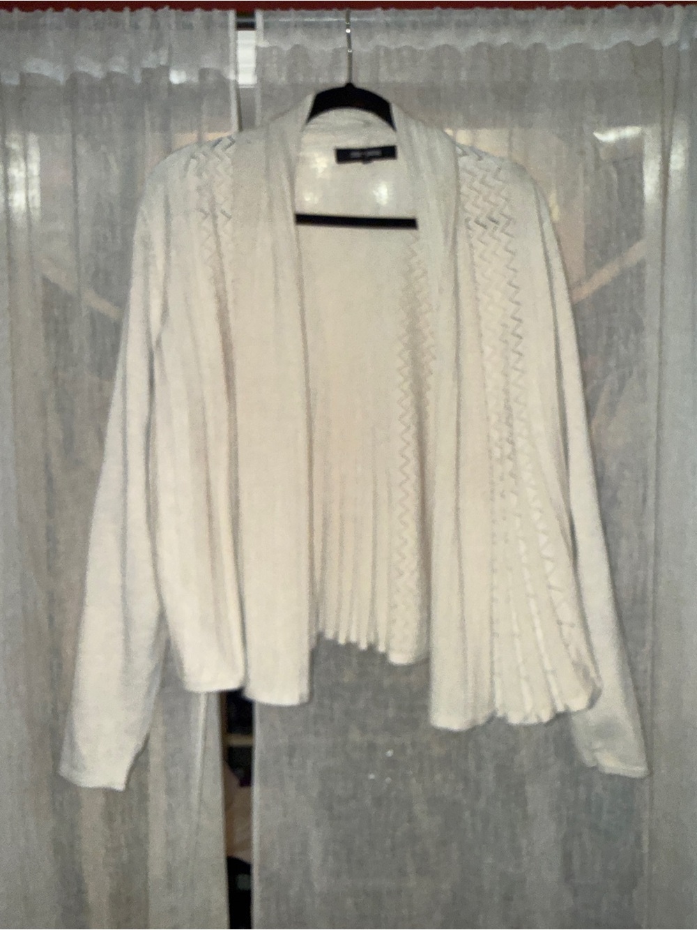 Open-Front Cream Knit Cardigan Sweater